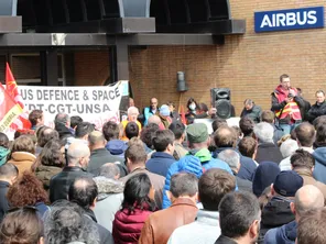 Mobilisation sur le site de Toulouse d'Airbus Defence & Space en 2022