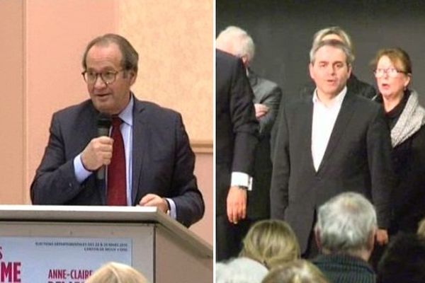 Yves Rome et Xavier Bertrand, chacun en meeting pour les départementales, jeudi 26 mars.