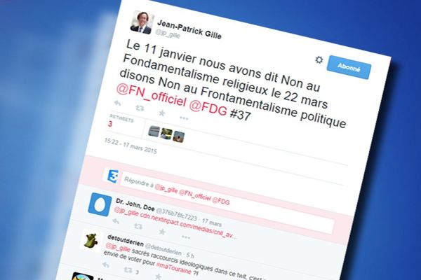 Sur Twitter, le député PS Jean-Patrick Gilles fait un parallèle entre le Front national, le Front de gauche et les attentats de janvier.