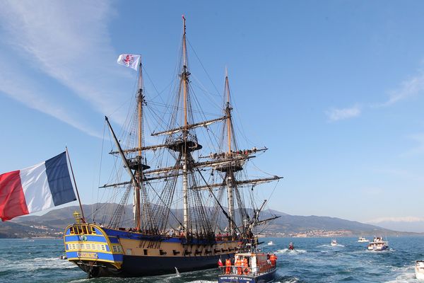 L'Hermione à Port-Vendres le 20 avril 2018.