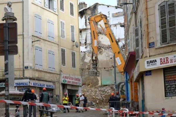 Les lieux de l'effondrement d'immeubles, rue d'Aubagne