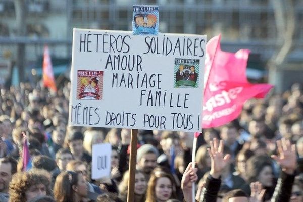 manifestation en faveur du mariage gay à Montpellier. Janvier 2013