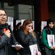 Jawad Mahjoubi, secrétaire général de la CGT Territoriaux, et des agents de la ville de Longwy, lors d'une mobilisation en hommage à leur collègue Mélissa Mangel, le 5 novembre 2024 devant la Maison de la petite enfance.