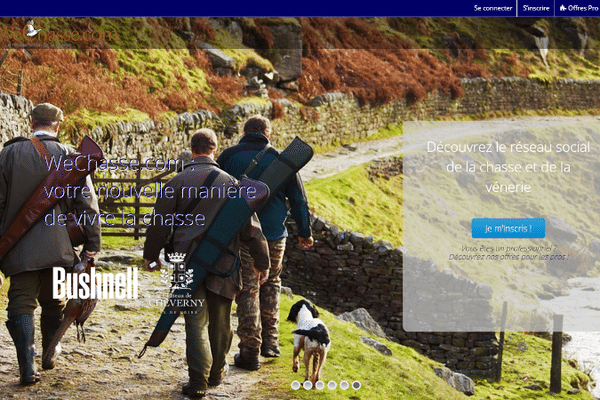 Page d'accueil du réseau social wechasse.com