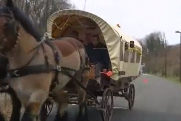 Une des calèches d'Eric Bessant, filmée en janvier 2013. Ce passionné de chevaux d'Oignies de trait est décédé dans un accident ce samedi à Carvin.