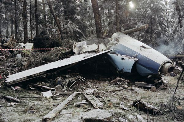 La carcasse de l'A320 d'Air Inter, au lendemain du crash.