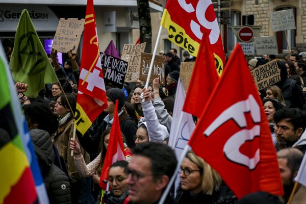 Une manifestation contre la réforme des retraites à Dijon (Côte-d'Or), le 31 janvier 2023.