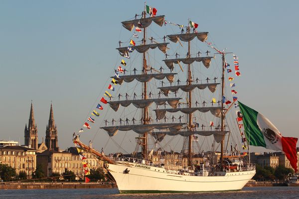 Le Cuauhtémoc à Bordeaux. Il sera présent pour l' Armada 2023 qui aura lieu du 8 au 18 juin sur les quais de Rouen.