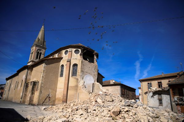 Projet de reconstruction de la tour de l'église de Saramon dans le Gers s'est entièrement effondrée le jeudi 16 mars 2023.