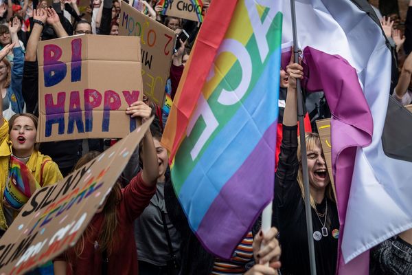 Des Polonais participent à la Gay Pride de Lublin (est de la Pologne), le 28 septembre 2019.