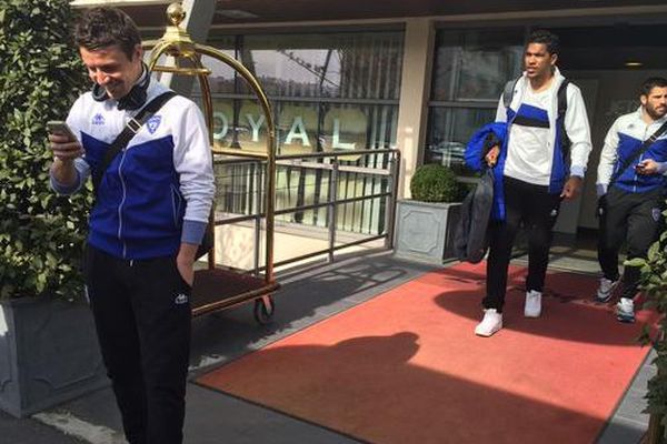 Arrivée des joueurs du SC Bastia à l'aéroport du Bourget, à Paris