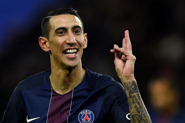 Parc des Princes, le 19 novembre 2016. Angel Di Maria marque le premier but du PSG face à Nantes