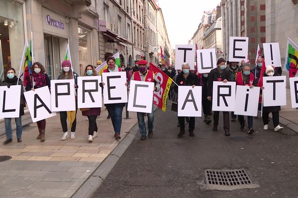 Manifestation de l'intersyndicale CGT FSU Solidaires le 4 février à Besançon