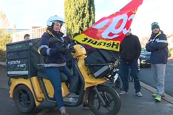 Hérault : grève des postiers à Pézenas - 21 janvier 2019.