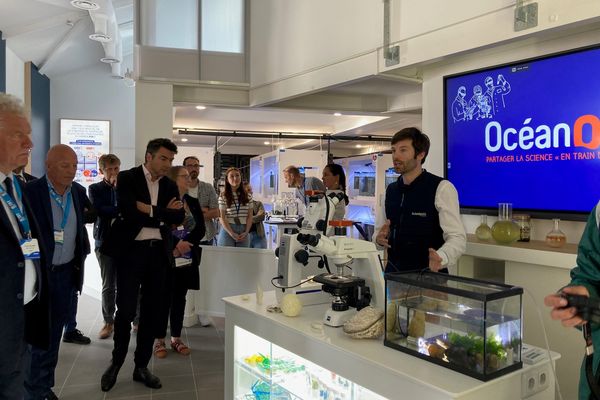 Lors de l'inauguration d'Océanolab, le 24 mai 2023 à Brest