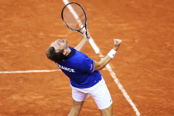 Julien Benneteau lors des quarts de la finale de la coupe Davis le 8 avril 2017