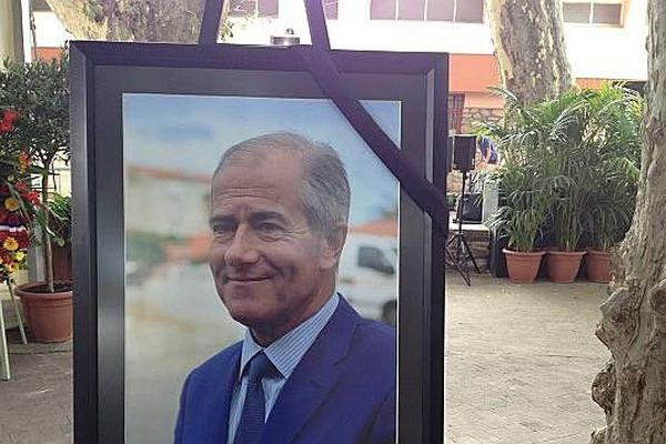 Le portrait de Christian Bourquin lors de la cérémonie d'hommage - 29 août 2014