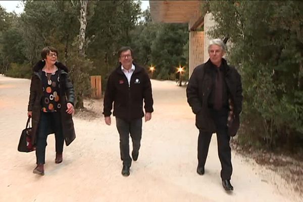 Eliette Brunel, Christian Hilaire et Jean-Marie Chauvet à la Caverne du Pont d'Arc