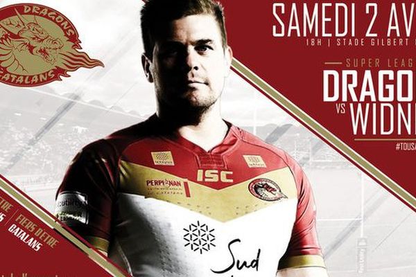 Affiche de la rencontre de super league : les Dragons catalans face à Widnes - 2/04/2016