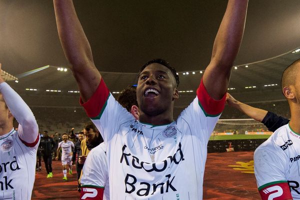 Soualiho Meïté après la victoire de Zulte Waregem en Coupe de Belgique cette année