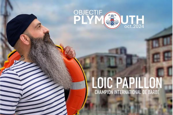 Loïc Papillon part en bateau pour Plymouth, où il remet en jeu son titre de plus belle barbe du Royaume-Uni.