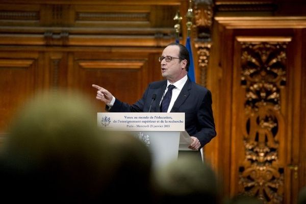 François Hollande à la Sorbonne, le 21 janvier