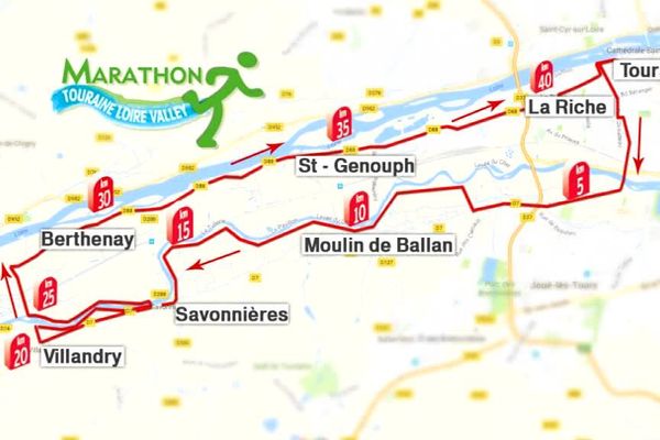 Le parcours du marathon de Tours 2016.