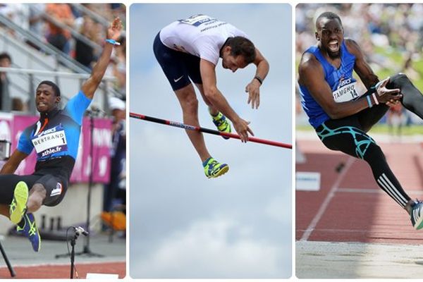 Bertrand, Lavillenie, Tamgho lors du championnat de France d'athlétisme à Angers