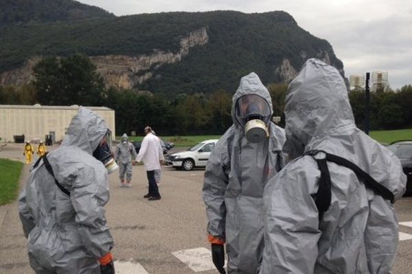 Exercice de sécurité autour d'une entreprise chimique de Voreppe, en Isère