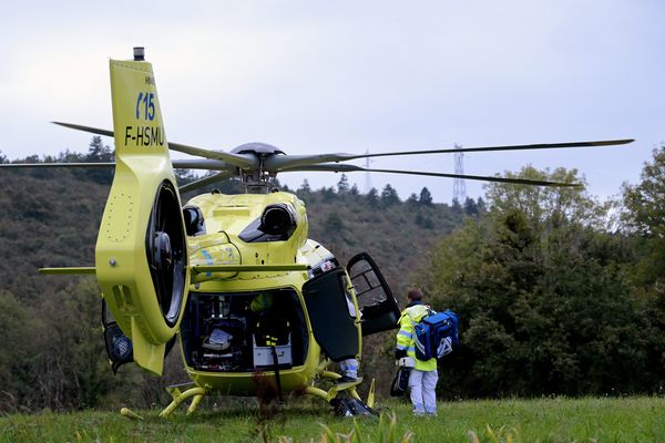 Samedi 23 novembre, un hélicoptère du SAMU venu porter secours à un père et son enfant dans un accident de la route à Saint James (Manche) a heurté un arbre avec ses pales. Image d'illustration.