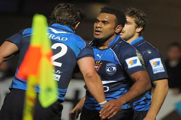 Montpellier - Timoci Nagusa auteur de 3 essais contre Bayonne - 29 mars 2014.