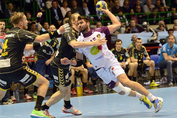 Jorge Maqueda face aux joueurs de Rhein Neckar, le 19 mai 2013 à Nantes