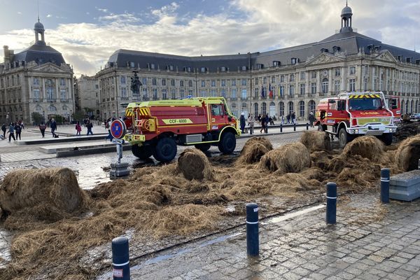 Du fumier a été déversé devant la place de la Bourse.