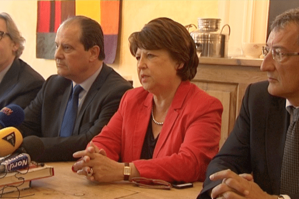 Gilles Pargneaux, secrétaire fédéral PS du Nord, Jean-Christophe Cambadélis, premier secrétaire du PS, Martine Aubry maire de Lille et François Lamy, ancien député de l'Essonne proche de Martine Aubry. 