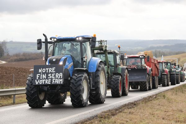 Manifestation des agriculteurs en colère dans les Ardennes, en février 2024.