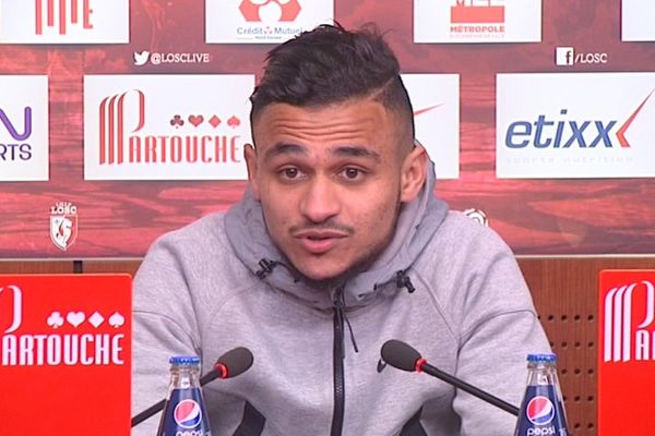 Sofiane Boufal (LOSC), ce lundi en conférence de presse.