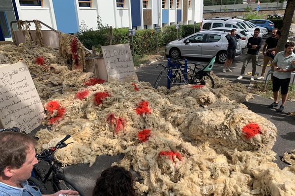 Une cinquantaine d'éleveurs s'est réunie devant l'office français de la biodiversité.