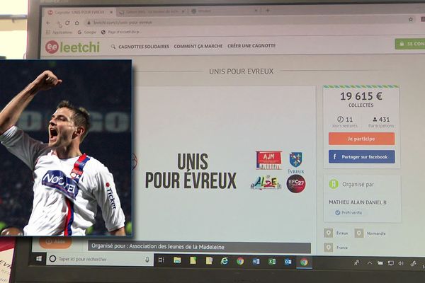 Mathieu Bodmer et la page de la cagnotte en ligne pour aider les soignants d'Evreux