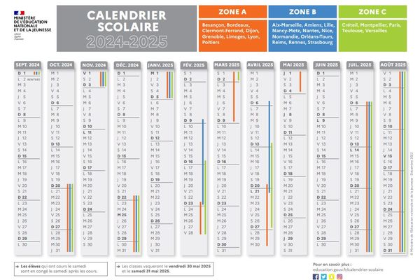 Voici le calendrier officiel des vacances scolaires 2024-2025.