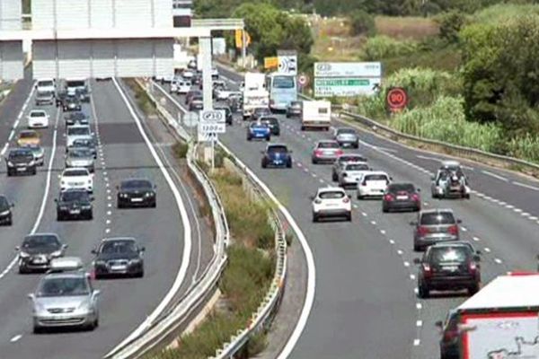 Autoroute A 9 encombrée lors du week-end du chassé-croisé du 15 août