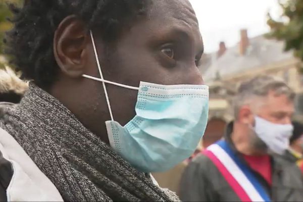 Aboubakar, lors de l'hommage à Samuel Paty, dimanche 18 octobre, à Grenoble.