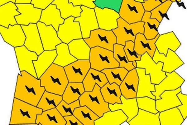 L'alerte orange concerne une grande diagonale du sud ouest à l'Alsace.