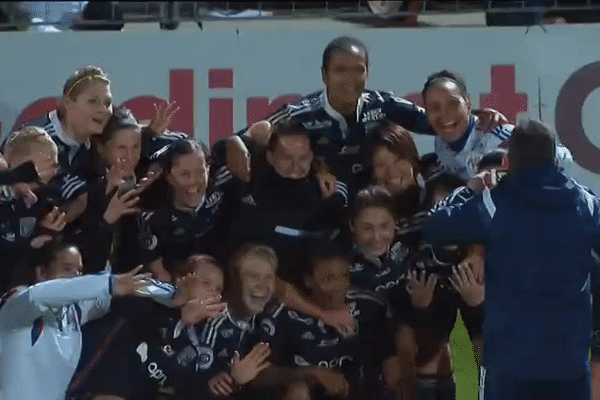 Les joueuses de l'OL après leur victoire à Rodez