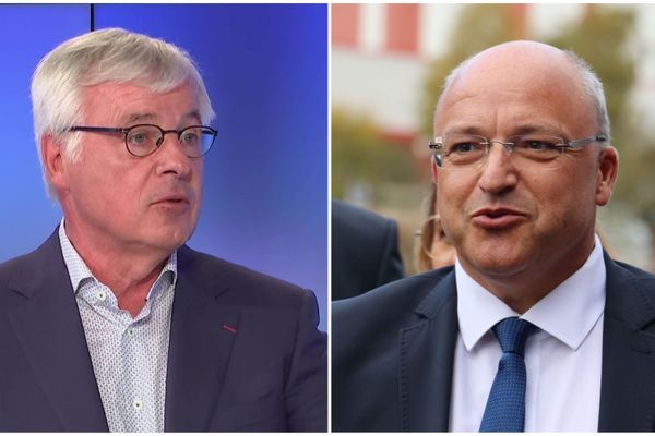 À gauche, Rudy Elegeest challenger de Damien Castelain, à droite, président de la MEL depuis 2014.