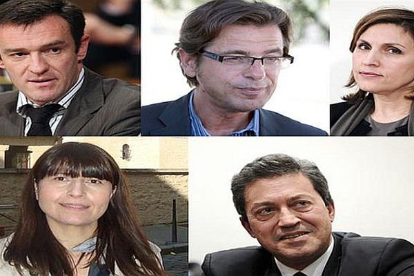 Cinq candidats UMP déclarés à la mairie de Lyon: de haut en bas et de gauche à droite : Michel Havard, Emmanuel Hamelin, Nora Berra, Myriam Pleynard et Georges Fenech- 1er juin 2013