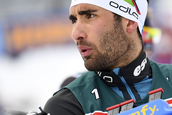 Martin Fourcade lors d'un entraînement à Hochfilzen le 8 février 2017. 