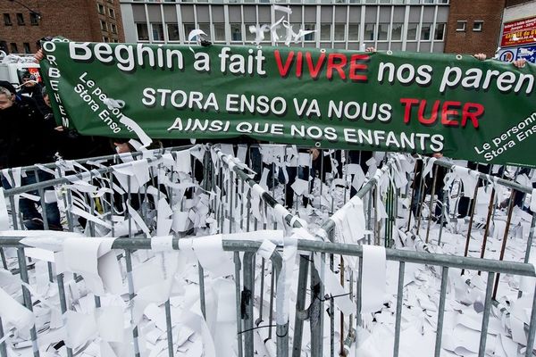 Manifestation des salariés de Stora Enso, le 28 janvier 2014