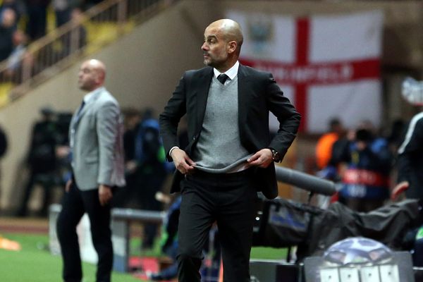  Guardiola, l'entraîneur de Manchester City lors du match retour contre l'AS Monaco.