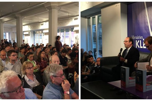 Salle comble à la librairie Kléber pour écouter François Hollande