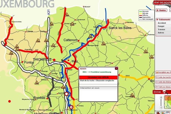 Circulation très difficile sur les axes secondaires de la Moselle lundi 12 mars 2013 en fin de journée.